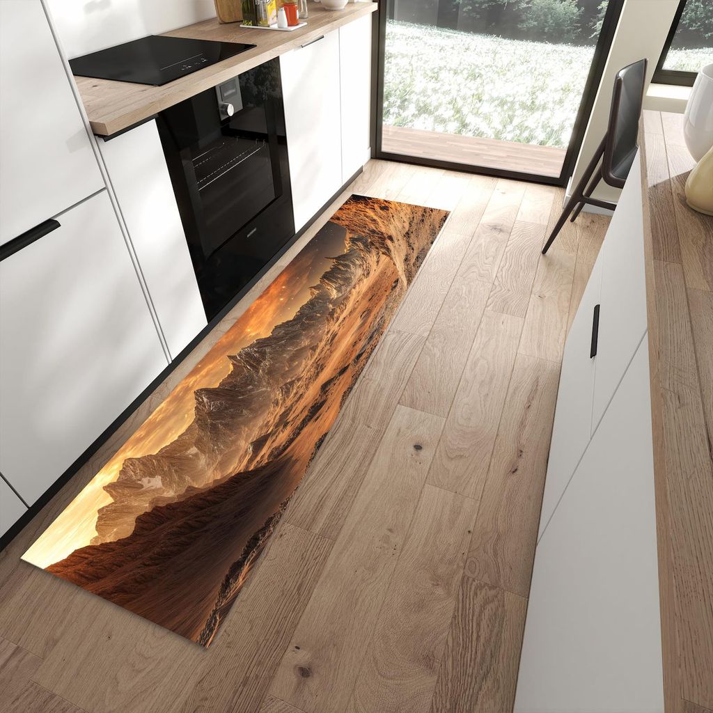 Küchenteppich 60x240cm rutschfest & abwischbar PVC Läufer - Fremder Planet