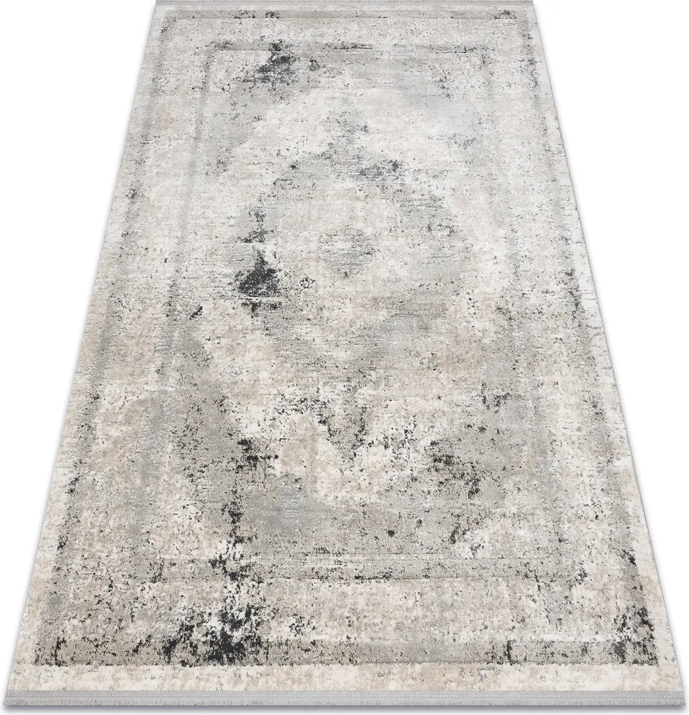 Tapis de salon vintage beige TULS structurel à pompons 140x190 cm
