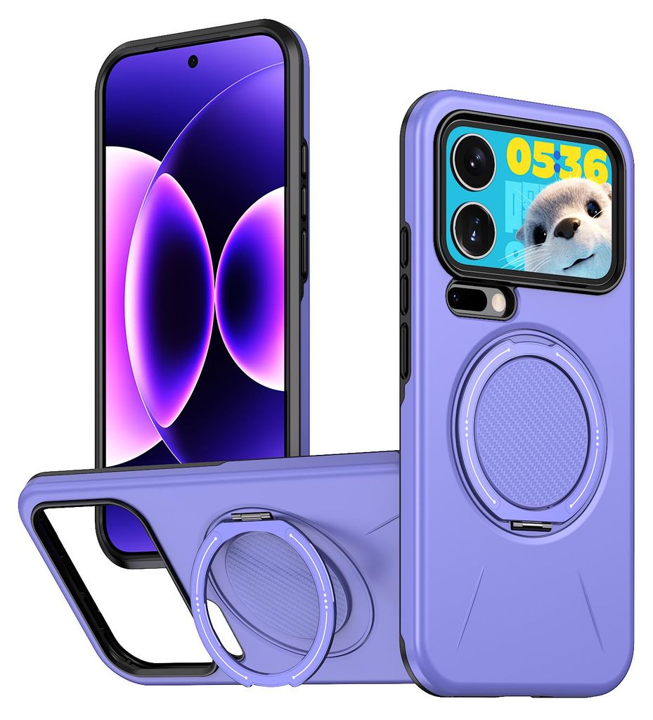 Magnetisch Hülle für Xiaomi 17 Pro, Stoßfeste Weich TPU und Hard PC Schutzhülle mit Ringhalter Ständer Lila