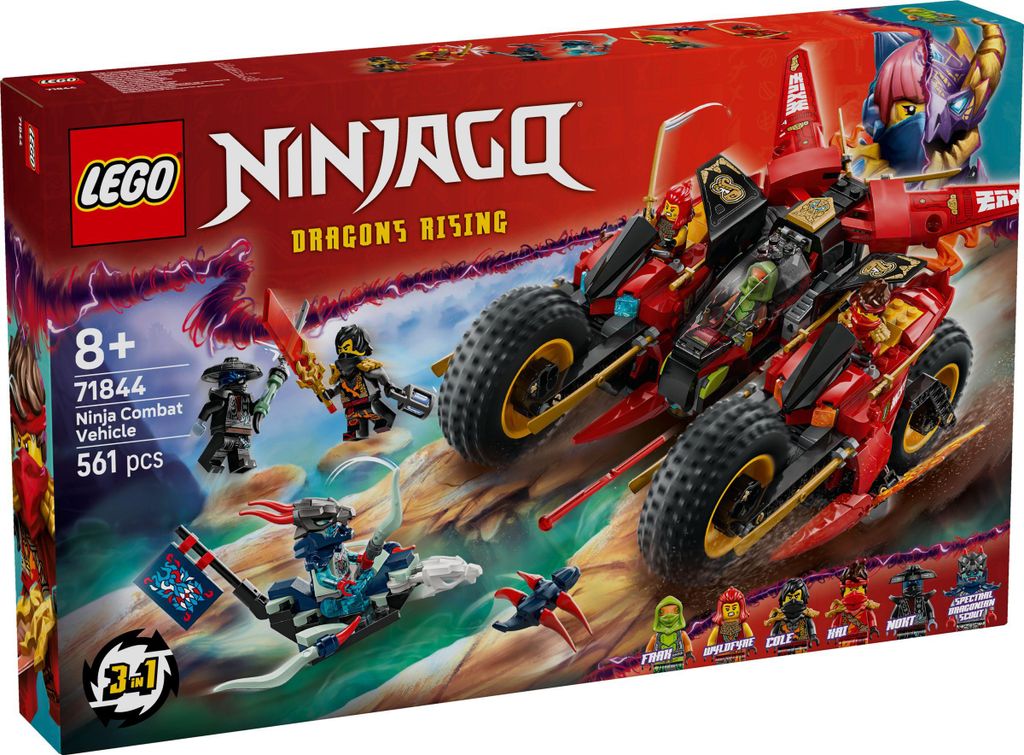 LEGO NINJAGO 3-in-1 Veicolo da Combattimento Ninja 71844 – Immagine del prodotto 
