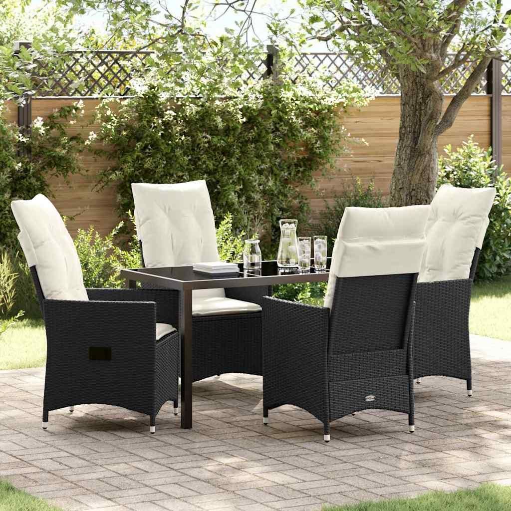 Maison Exclusive - Garten Essgruppe mit Kissen 5 pcs Schwarz Poly-Rattan