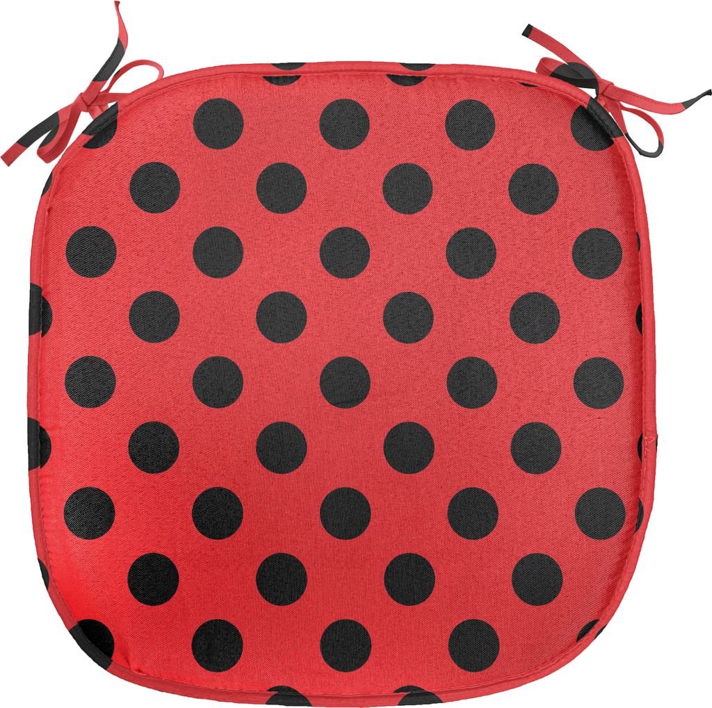 ABAKUHAUS Rot und Schwarz Polster für Esszimmerstühle, Pop-Art-Tupfen, Dekoratives wasserfestes Kissen mit Riemen für Küchensitze, 40 cm x 40 c...