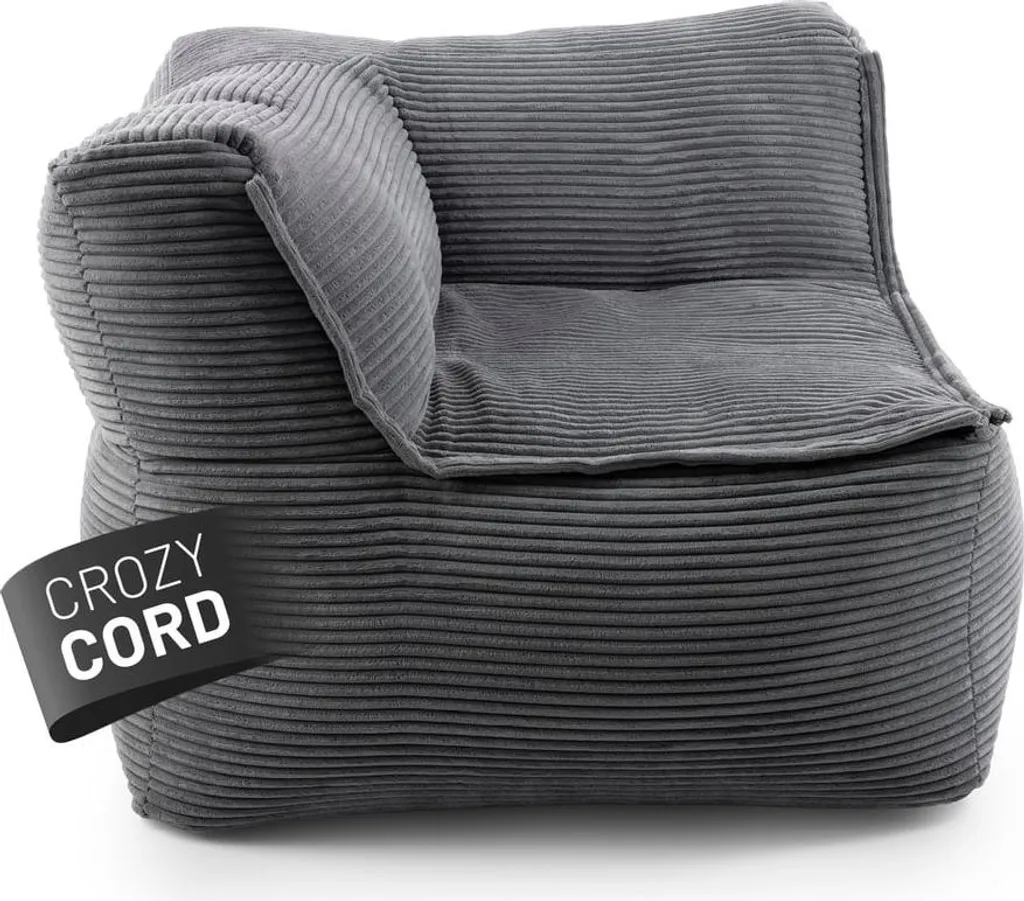 Canapé modulable Lumaland Cord Elément d'angle gauche Gris 81x81x70 cm