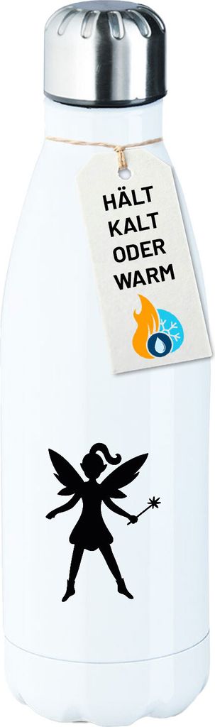 Huuraa Trinkflasche Fee Fairy 500ml White Edelstahl Wasserflasche Trinkflasche Geschenkidee