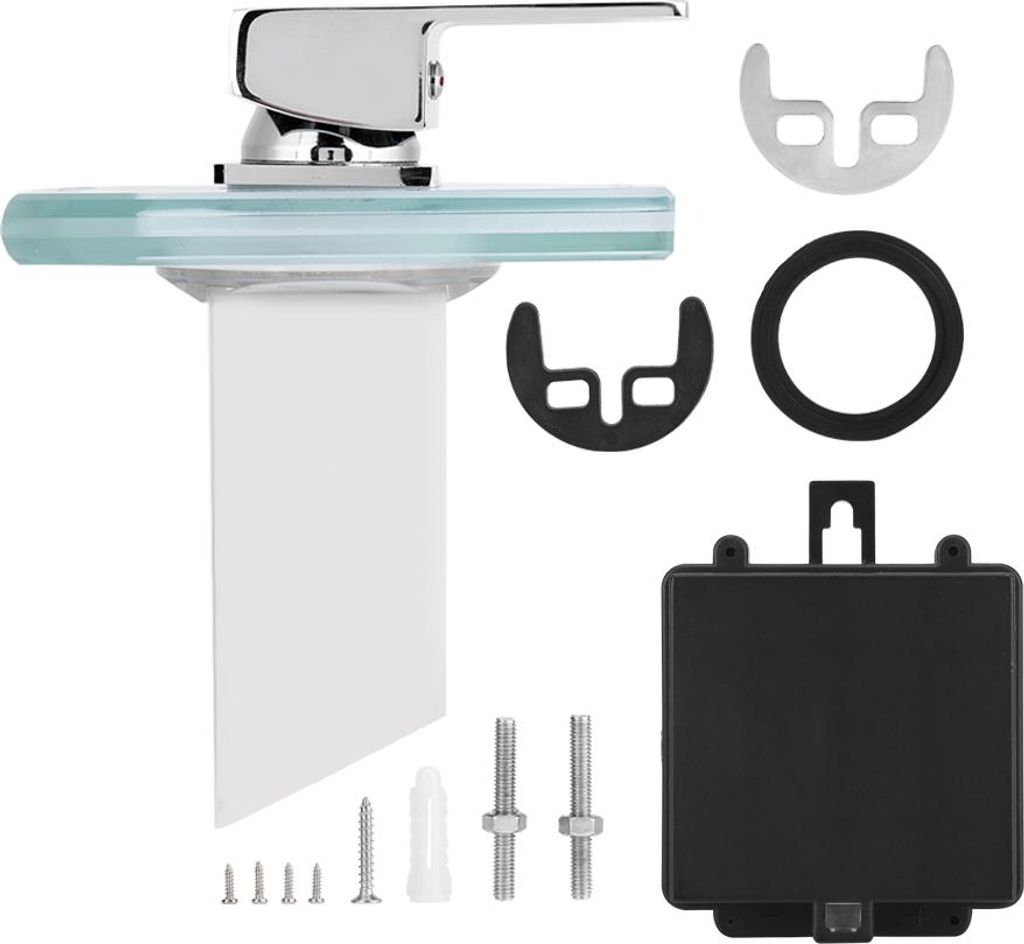 LED 3 Farbwechsel Beleuchtung Wasserfall Wasserhahn Glas Waschtischarmatur für Bad / Küchen