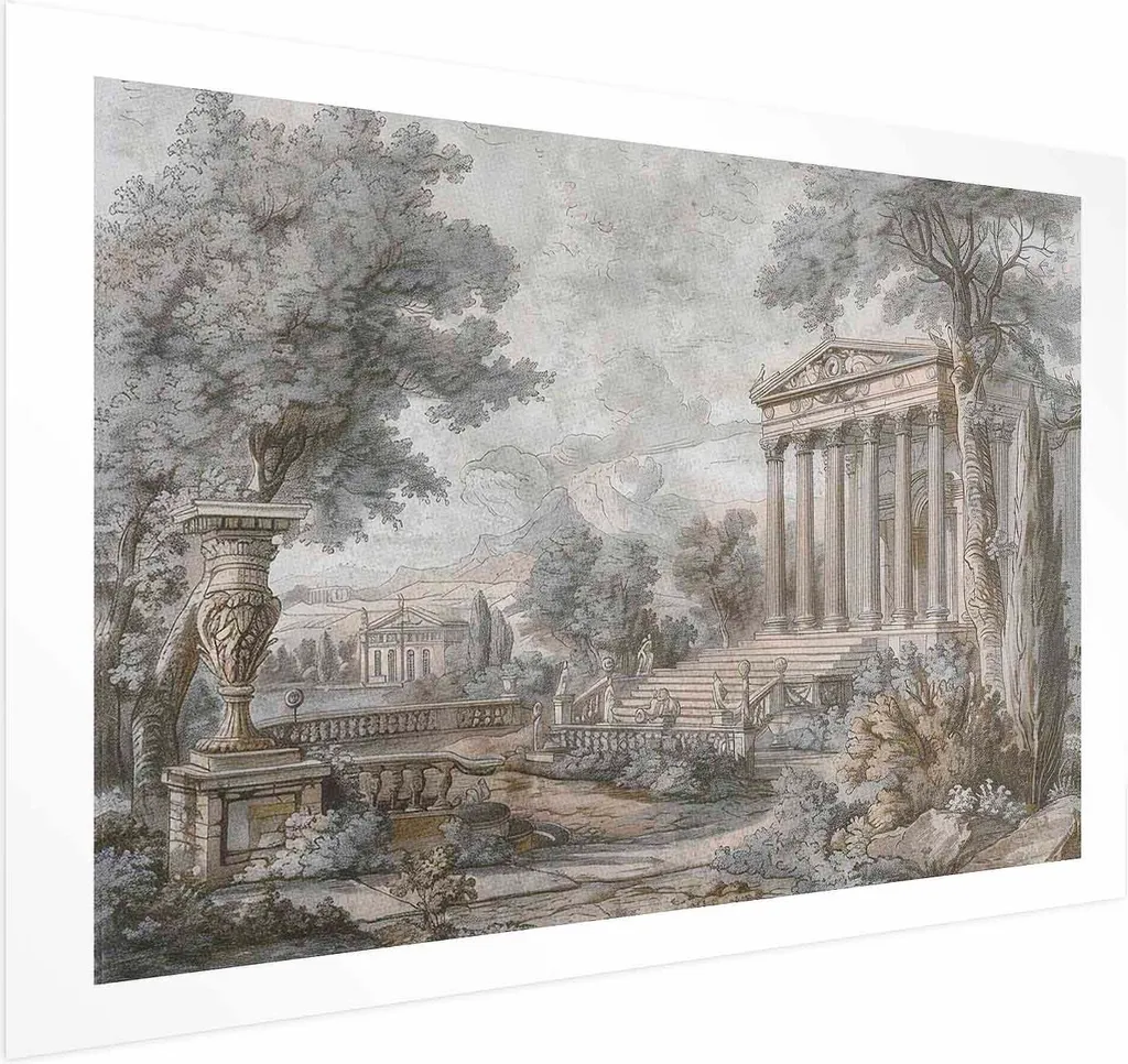 Poster Paesaggio Tempio 90x60 - Stampa Zen per Arredamento Interni