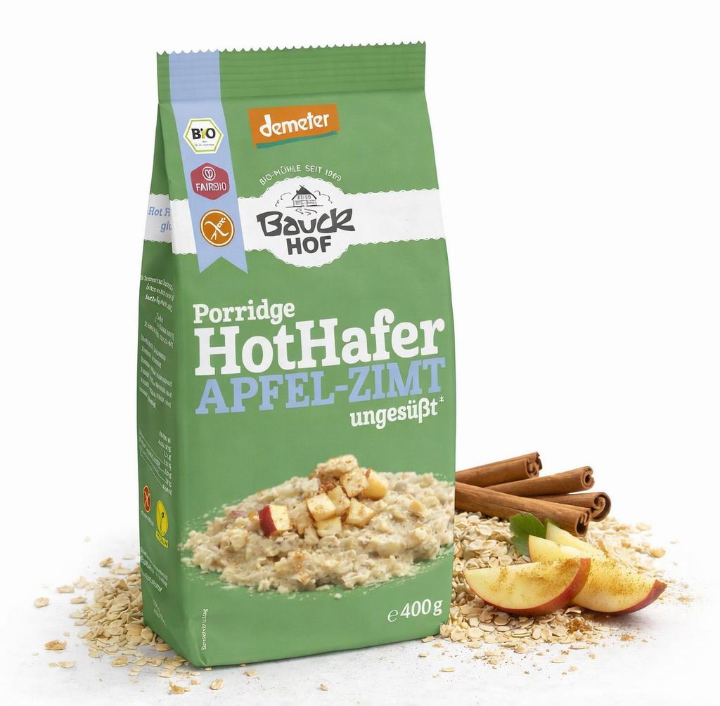 Bauck Mühle 396737, Owsianka, 400 g, Jabłko, Cynamon Zdjęcie produktu 