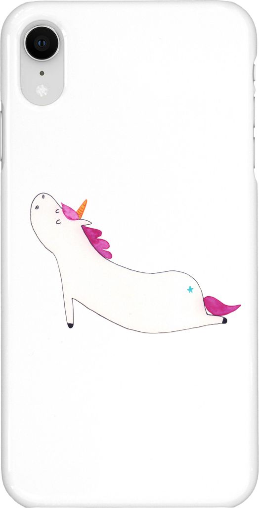 Mr. & Mrs. Panda Iphone XR Handyhülle Einhorn Yoga - Weiß - Geschenk, Unicorn, Premium Kunststoff, Süß, Einhörner, Sport, Yogamatte, Handy Cas...