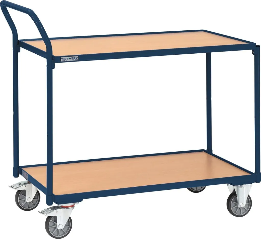 Chariot bleu RAL 5003 à plateaux 1000x600 avec structure renforcée