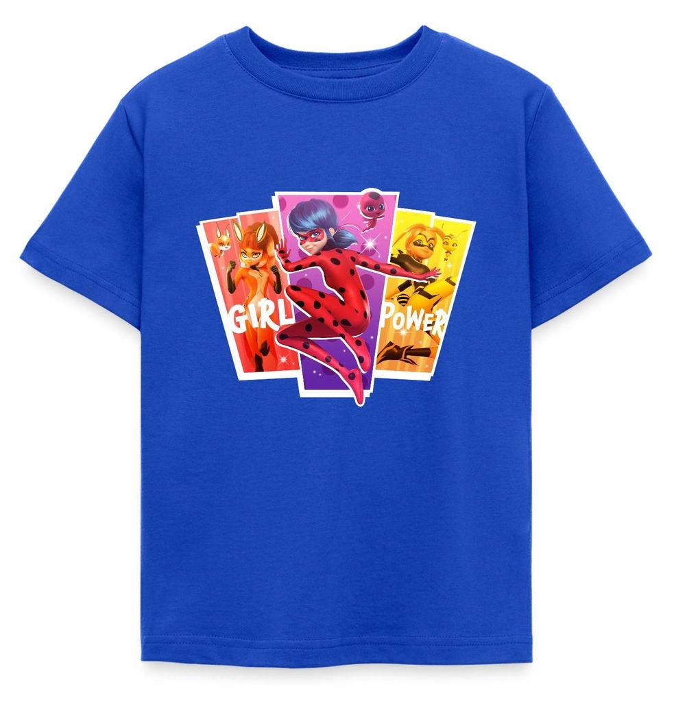 Spreadshirt Miraculous Girl Power Ladybug Superhelden Kinder T-Shirt, 110/116 (5-6 Jahre), Royalblau
