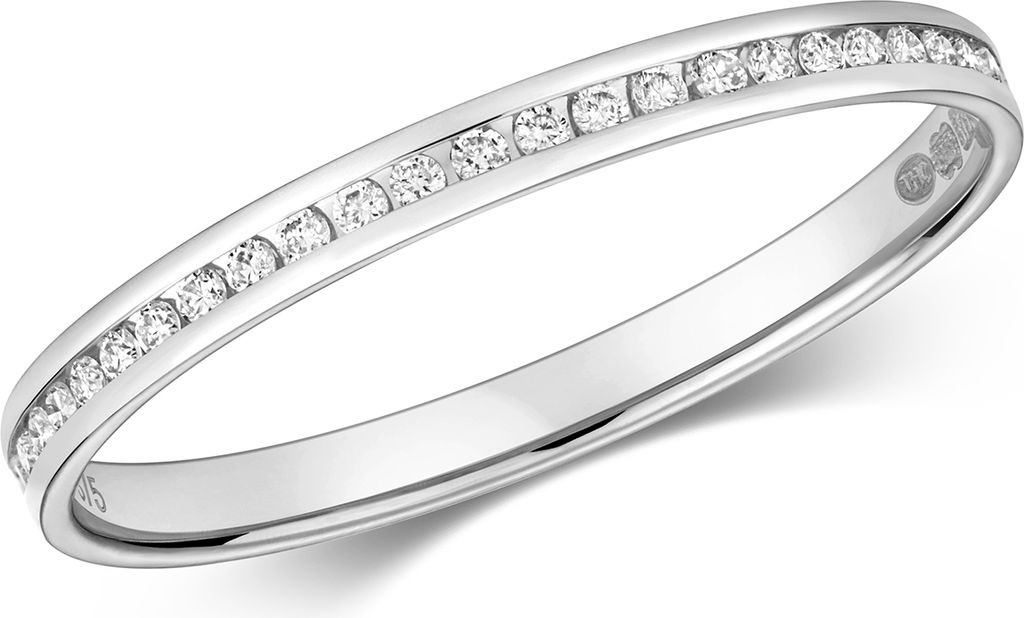 Funkelndes Feuer 9 Karat (375) Weißgold Halb Eternity Diamant Damenring Brillant-Schliff 0.10 Karat H - I1 I2, 49 (15.6); TRS319469KWRSJ