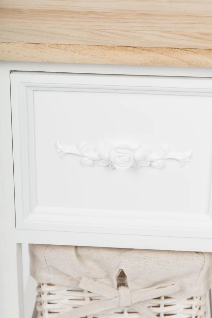 Optimiser petit espace : Commode blanche 62x32 cm avec paniers de rangement - 3