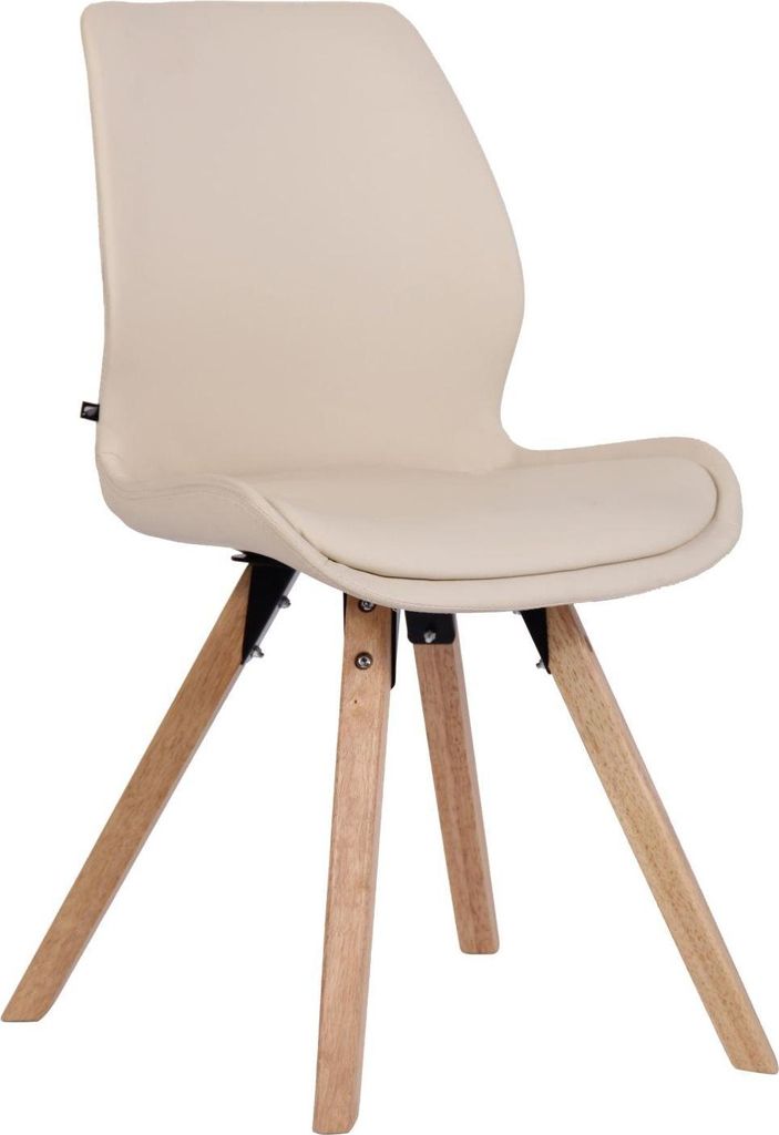 Besucherstuhl, Gastgeberstuhl - Bequeme Sitzposition - Optionen Kunststoff/Samt/Stoff | Farbe: Creme | Material: Kunstleder