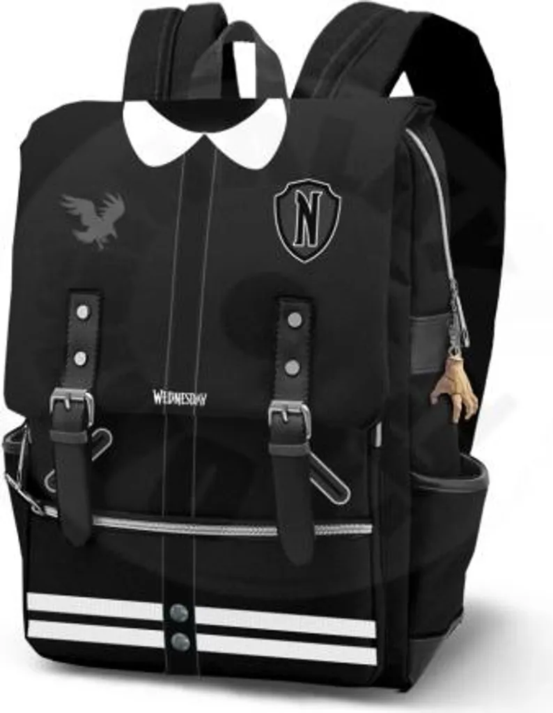 Cartable Wednesday Varsity 40cm - Sac à dos scolaire Noir et Gris