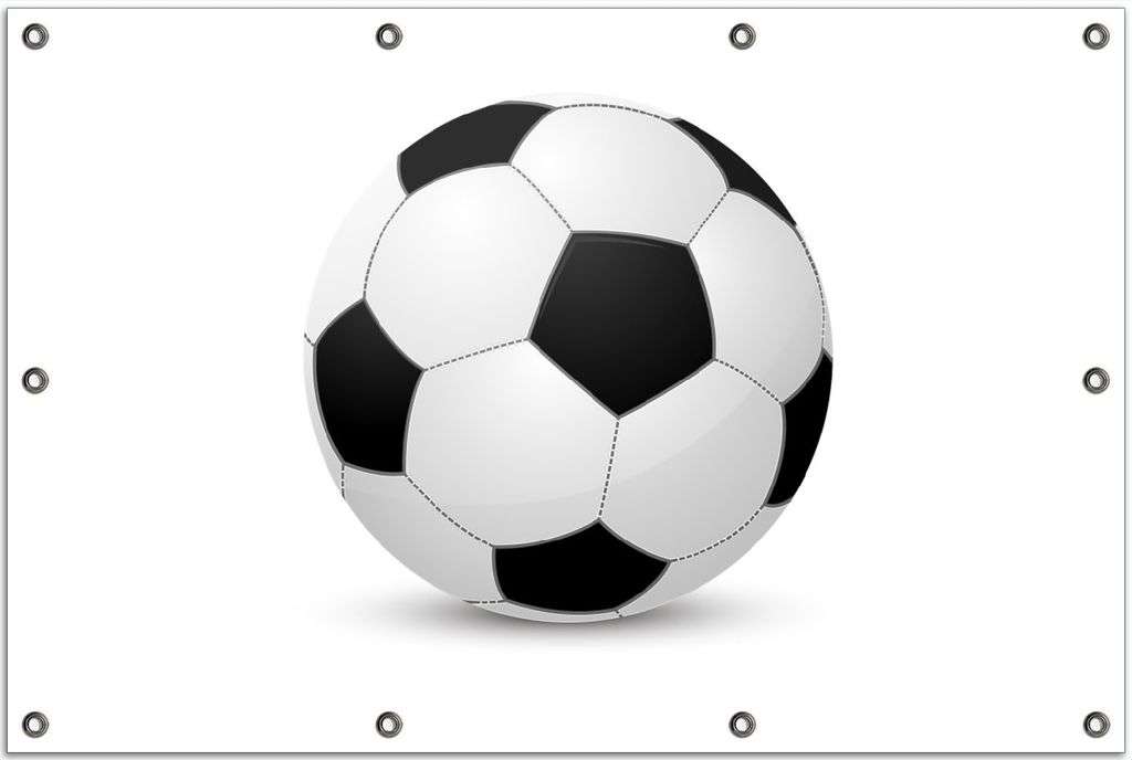 Wallario Outdoor-Poster für Garten oder Balkon, Motiv Fußball klassisch vor weißem Hintergrund, in ca. 80 x 120 cm