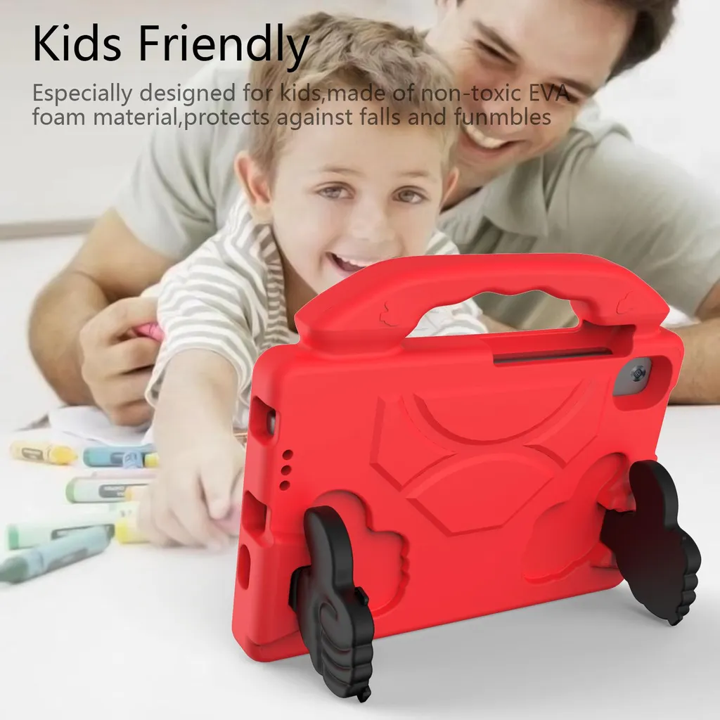 Cover Lenovo Tab M8 4a Gen Bambini - Guscio EVA con Stand Rosso - 2