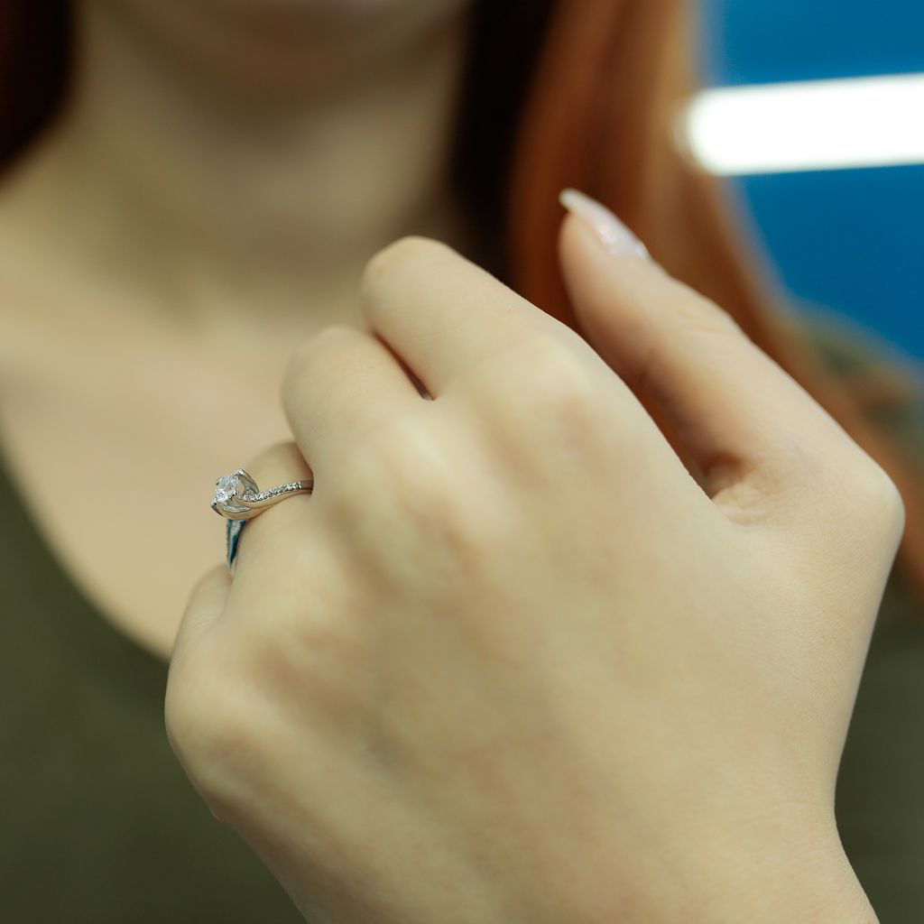 0,31 Carat Diamant Solitär Ring Antragsring 14 Karat Weißgold - 59 (18,80 mm)