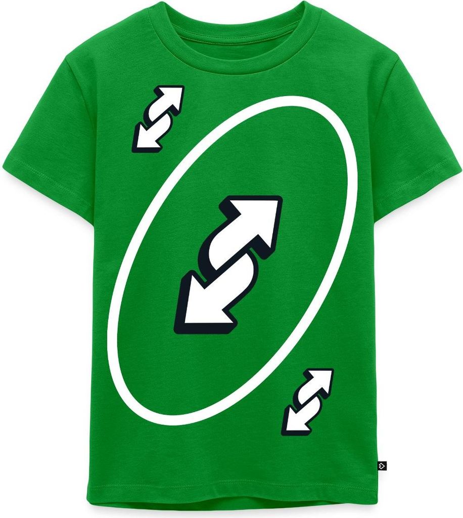 Spreadshirt UNO Karten Kostüm Richtungswechsel-Karte Karneval Kinder Premium T-Shirt, 98/104 (2 Jahre), Grün