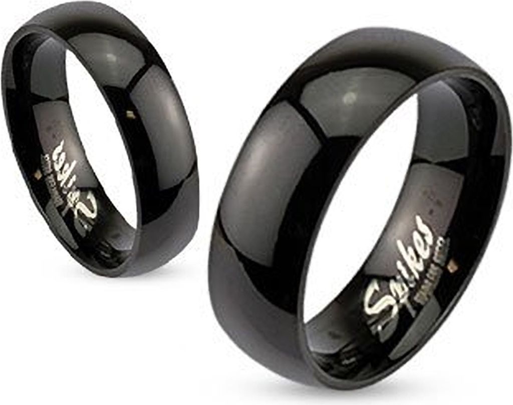 Herren Damen Ring Edelstahl Schwarz IP Gewölbt Partnerring Bandring schwarz 59 - Ø 18,95 mm 8 mm