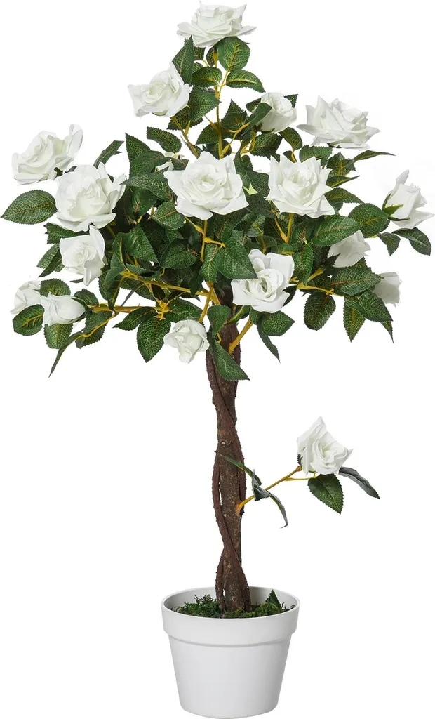 Rosier artificiel pour décoration bureau et salon arbuste 90 cm sans entretien