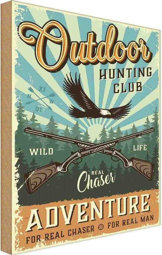 vianmo Holzschild 18x12 cm Outdoor hunting club Adventure Camping