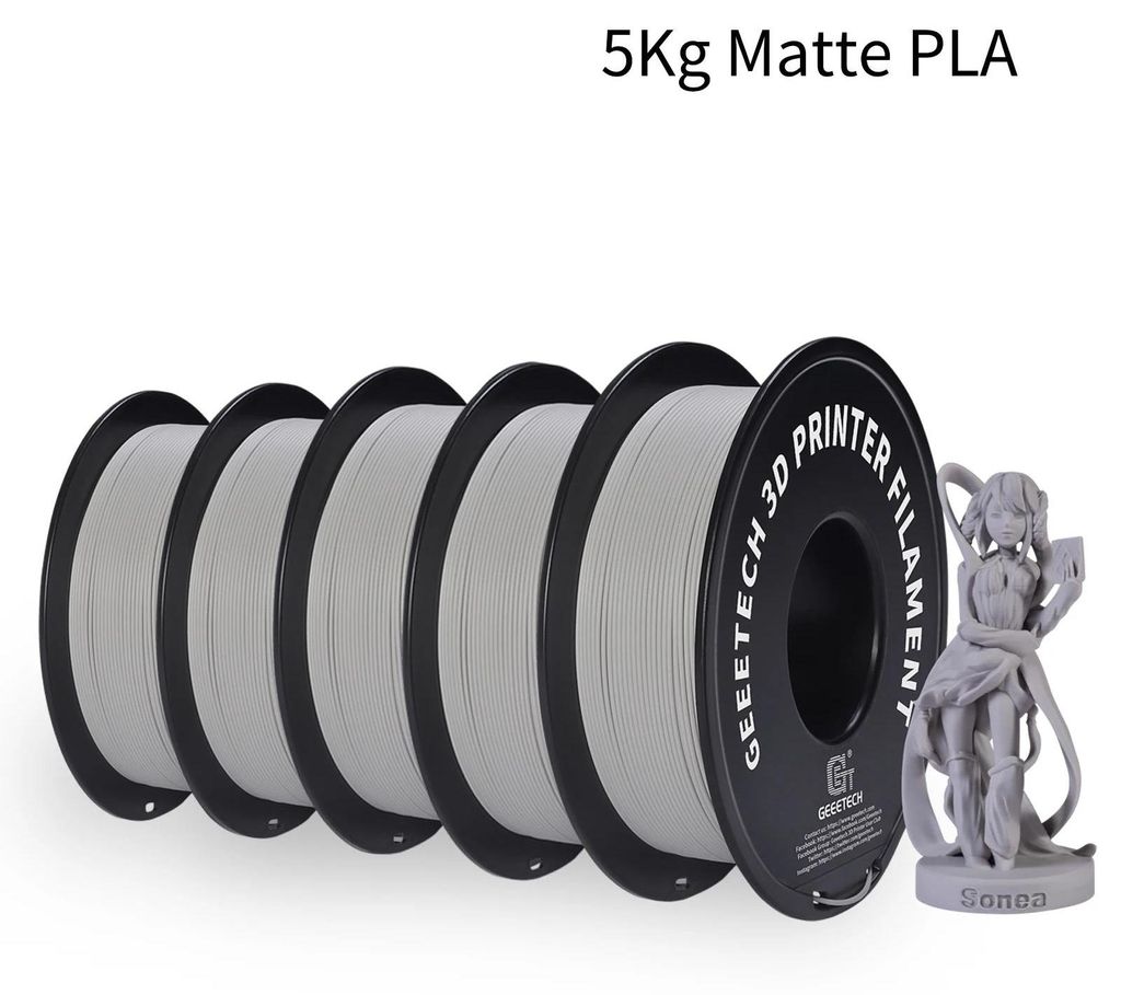 PLA Filament - 3D-Drucker Filament 1,75 mm - Matte Oberfläche - Gefrostete Textur - 343 m Länge - Vakuumverpackt - Hellgrau