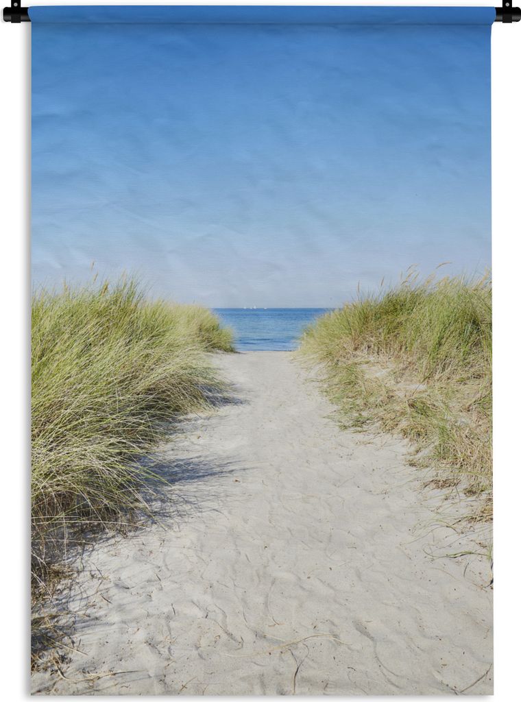 MuchoWow Wandteppich Wandbehang Strand - Weg - Sommer 60x90 cm Tapisserie Dekoration Wandtuch - Foto-Teppich - Abwaschbar