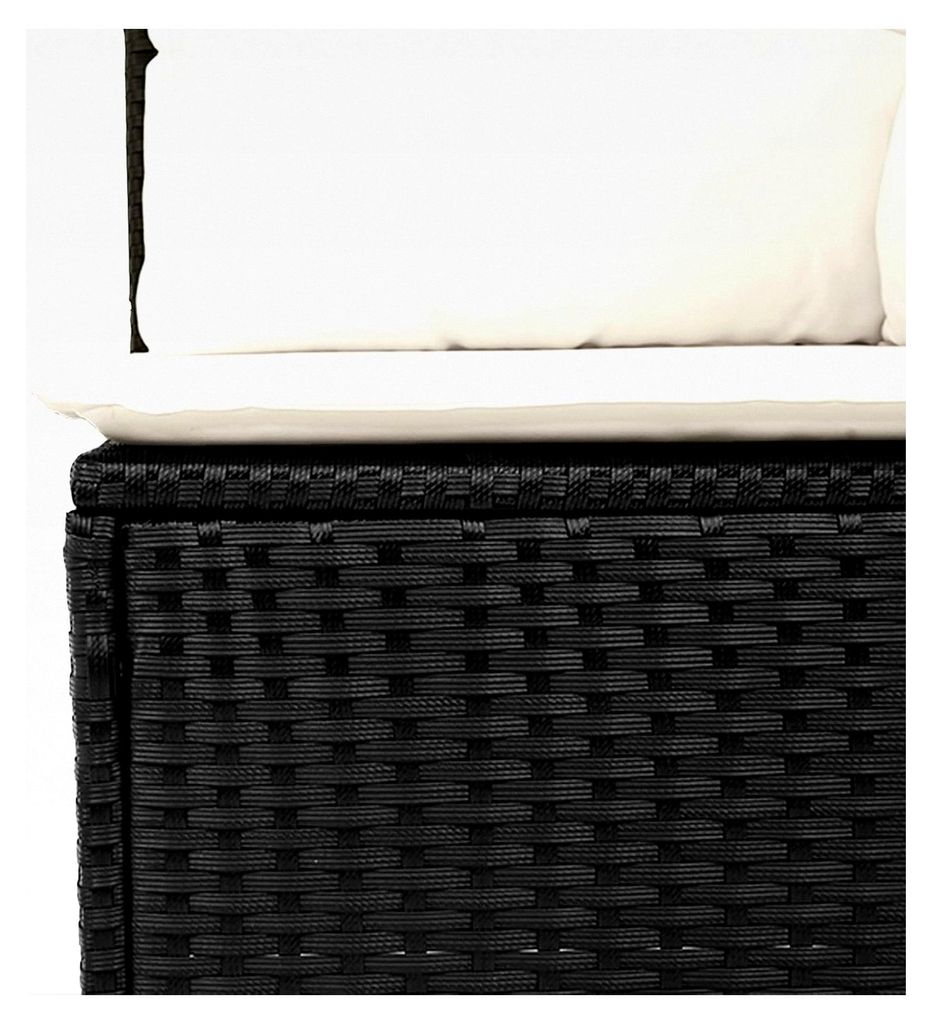 7-teiliges Garten-Sofa-Set mit Kissen Schwarz Poly Rattan Akazie Lounge Sofa Outdoor