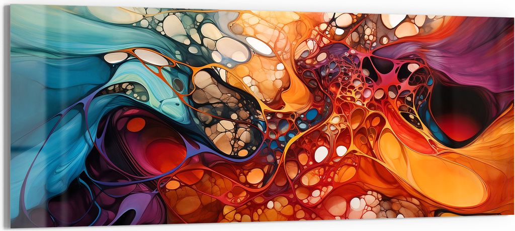 DEQORI Glasbild Acryl 125x50 cm 'Organische Farbwelten' Wandbild Bild modern Deko