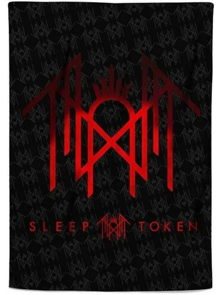 Couette Sleep Token pour Lit Simple - Idée Cadeau Fan Logo Rouge Doux