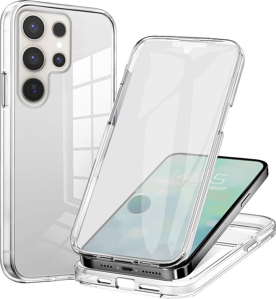 360 Grad Handyhülle für Samsung Galaxy S25 Ultra Case Cover Hülle Bumper Rundum Schutzhülle Smartphone Schutz Transparent