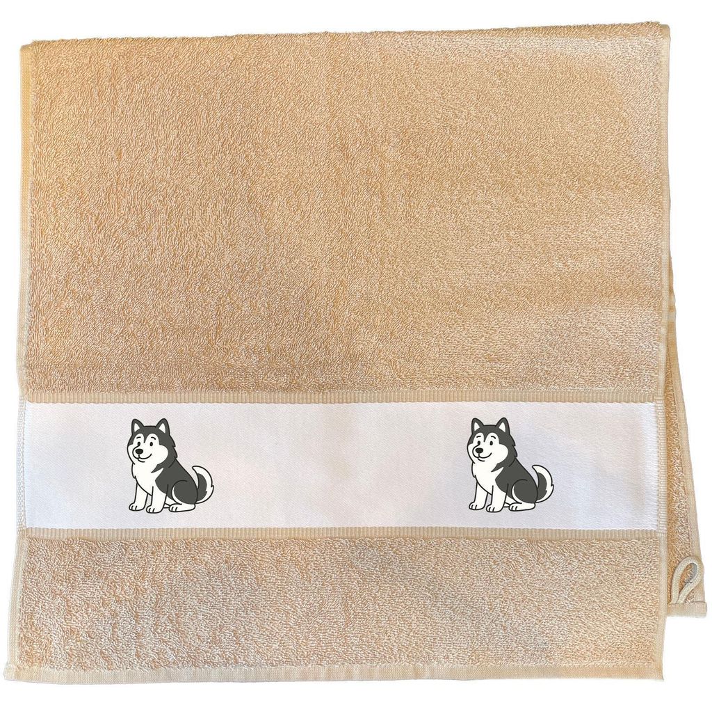Huuraa Handtuch Alaskan Malamute Comic Mali 50x100cm Sand Baumwolle Handtuch Geschenkidee