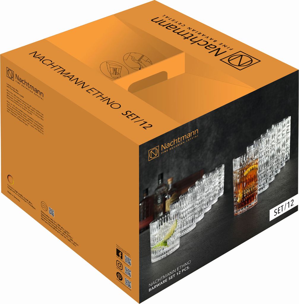 Nachtmann ETHNO Becher Set, 12-tlg., Tumbler, Longdrinkglas, Trinkglas, Kristallglas, 105354