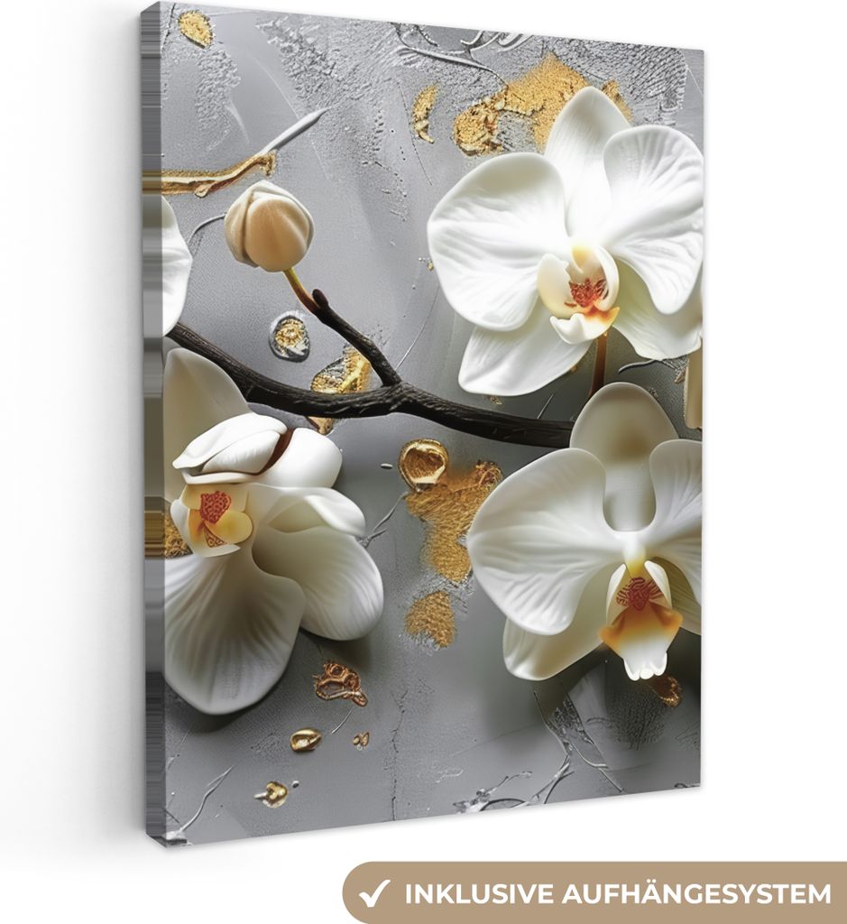 MuchoWow - Leinwandbilder - Blumen - Orchidee - Abstrakt - Modern, Wandbild, Wanddeko Bilder Wohnzimmer, 30x40 cm
