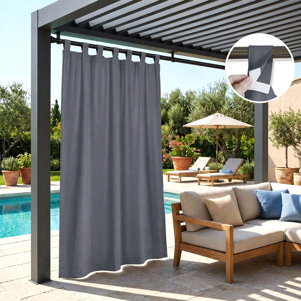 1 Stück Outdoor Vorhang Blickdicht Klettverschluss Produktbild 