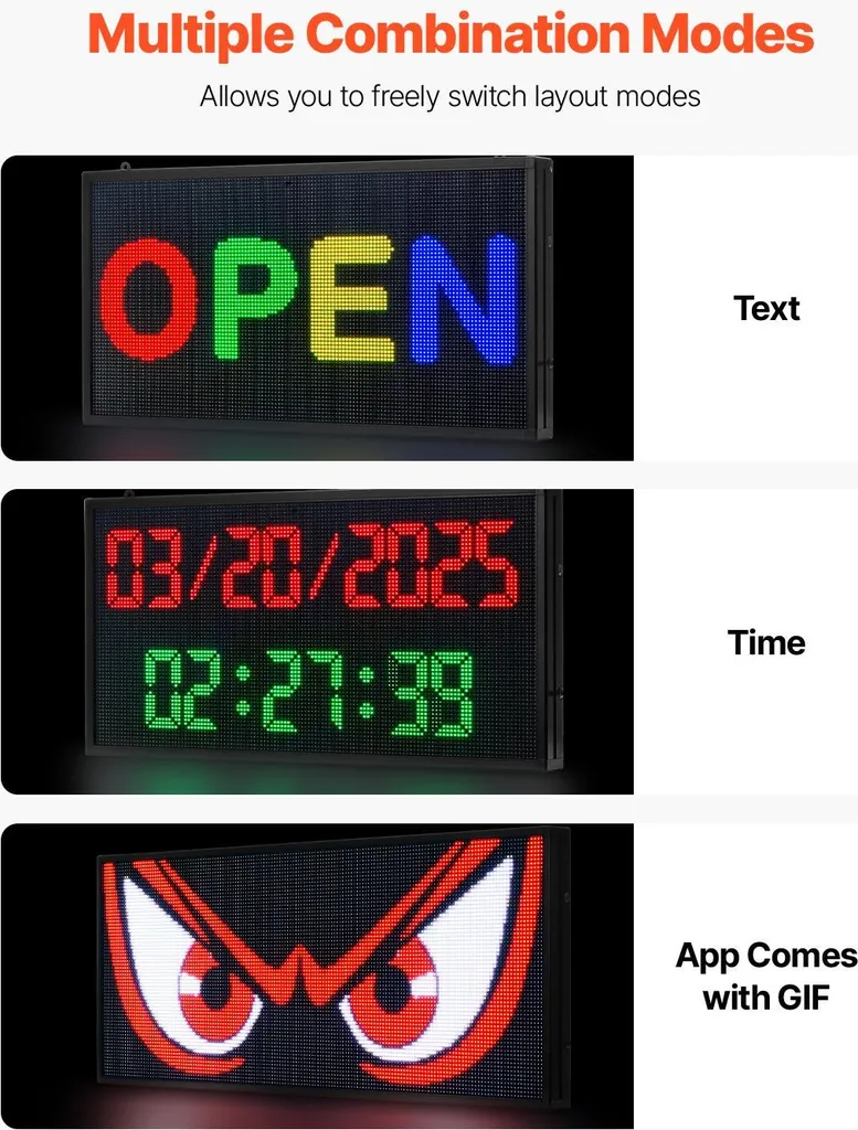 Panneau matriciel P10 RGB à texte défilant LED programmable Bluetooth