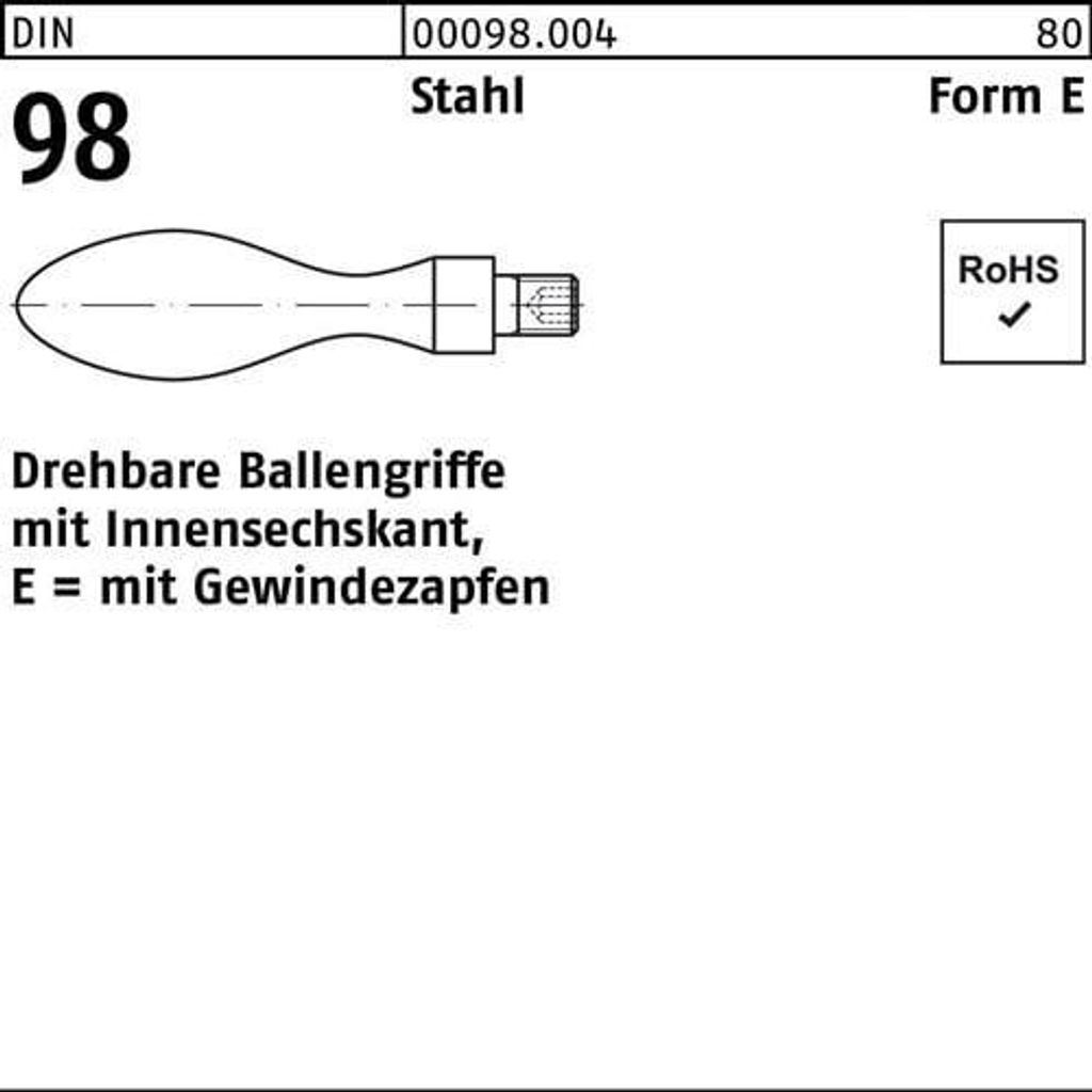 Reyher Ballengriffe DIN 98 Stahl E 16 M 6 (10 Stück)