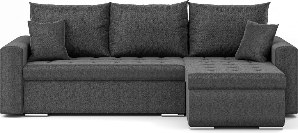 Ecksofa Luis L - Eckcouch L-Form, Sofa Couch, mit Schlaffunktion, Bettkasten, Kissen und Steppung, Polstermöbel, RECHTS Neve 97
