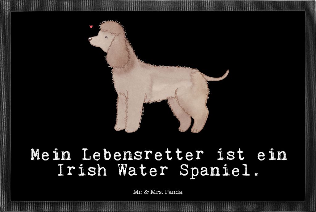Mr. & Mrs. Panda fußmatte Irish Water Spaniel Lebensretter 40 x 60 cm - Schwarz - Geschenk, Bodenvorleger, Schmutzmatte, Jagdhund, abstreifer, Fu...