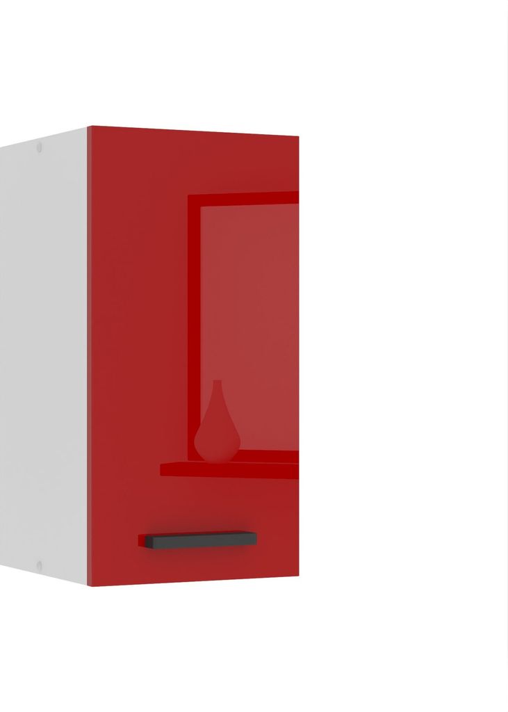 Belini Hängeschrank Küche, Küchenschränke SG. Breite 30 cm. Oberschrank mit 1 Tür, Küchenhängeschränke, Wandschrank Hängend, Rot Hochglanz