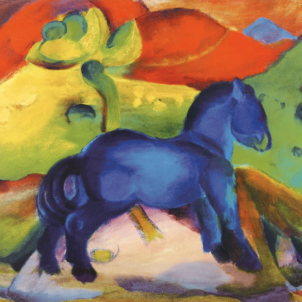 Franz Marc Kunstdruck Bild - Das Kleine Blaue Pferdchen, 1912 (100 x 100 cm)