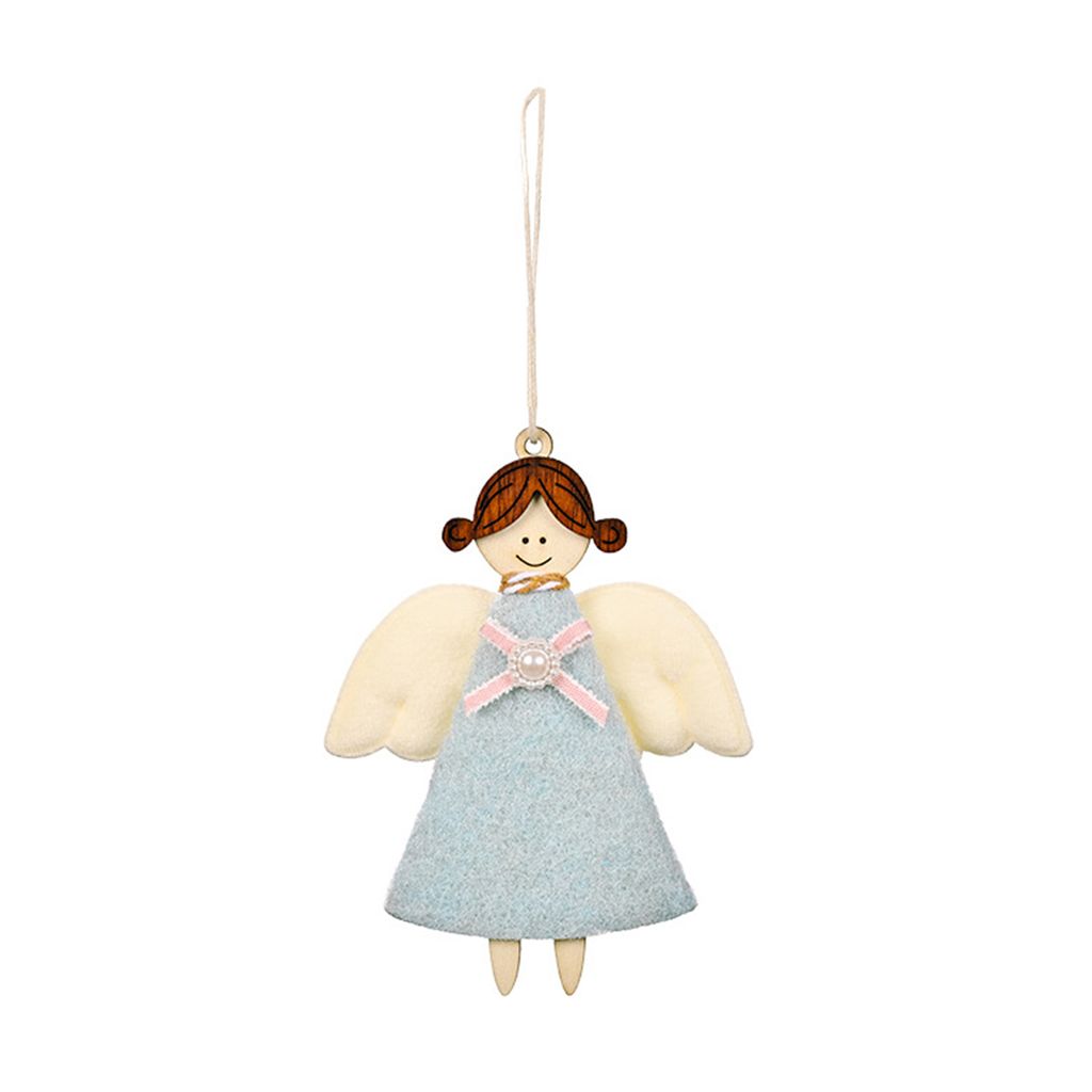 Weihnachtsanhänger realistischer Look mit Lanyard -Szenen -Layout hölzerne Hanging Xmas Angel Girl Anhänger zu Weihnachten-Blau