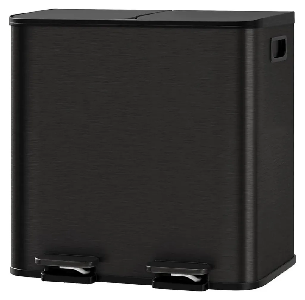 Poubelle double 2x30L noire mate design avec couvercle amorti doux