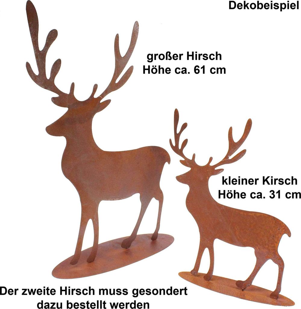 Hirsch Edelrost ca61×52cm Metall Figur Rost Geweih Elch Reh Winter Tier Deko
