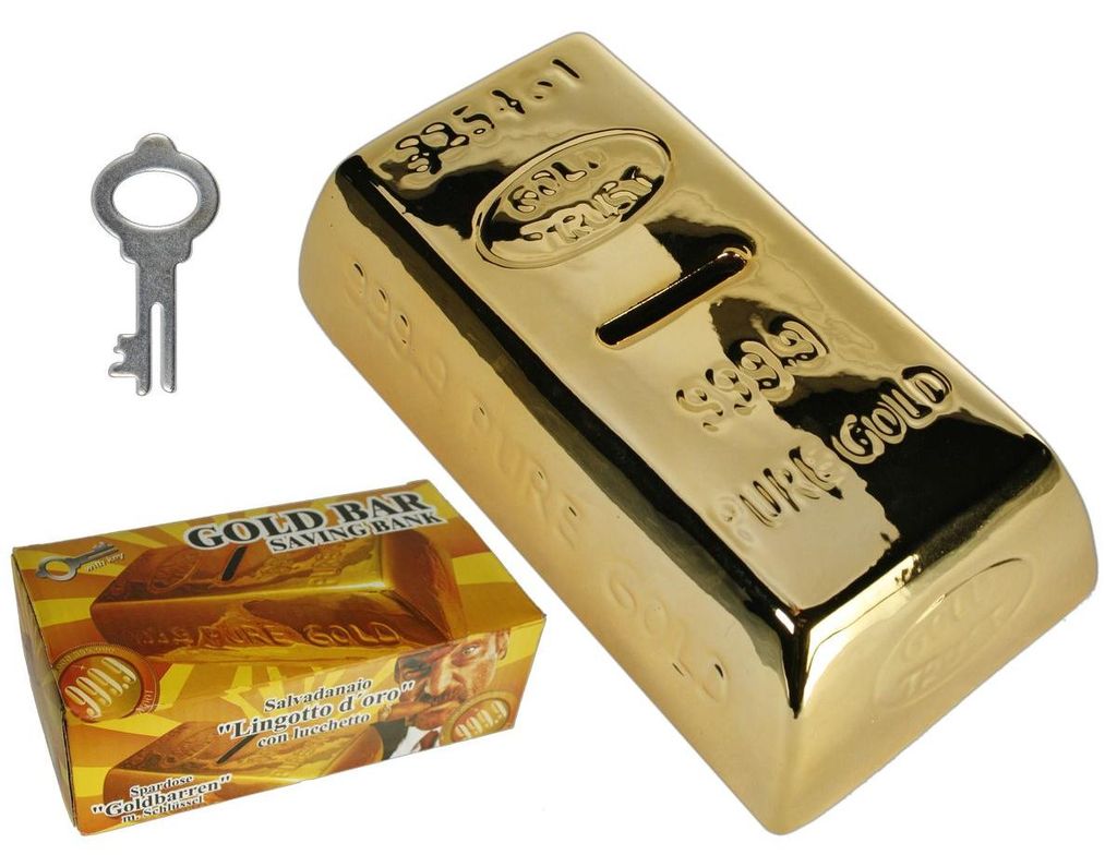Spardose Goldbarren aus Keramik 16,5x8,5x5cm Produktbild 