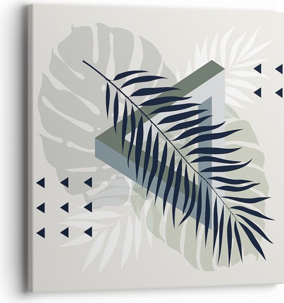 Bild auf Leinwand - Leinwandbild - Einteilig - Monstera Palme Grafik - 40x40cm - Wand Bild - Wanddeko - Wandbilder - Leinwanddruck - Bilder - Wandd...