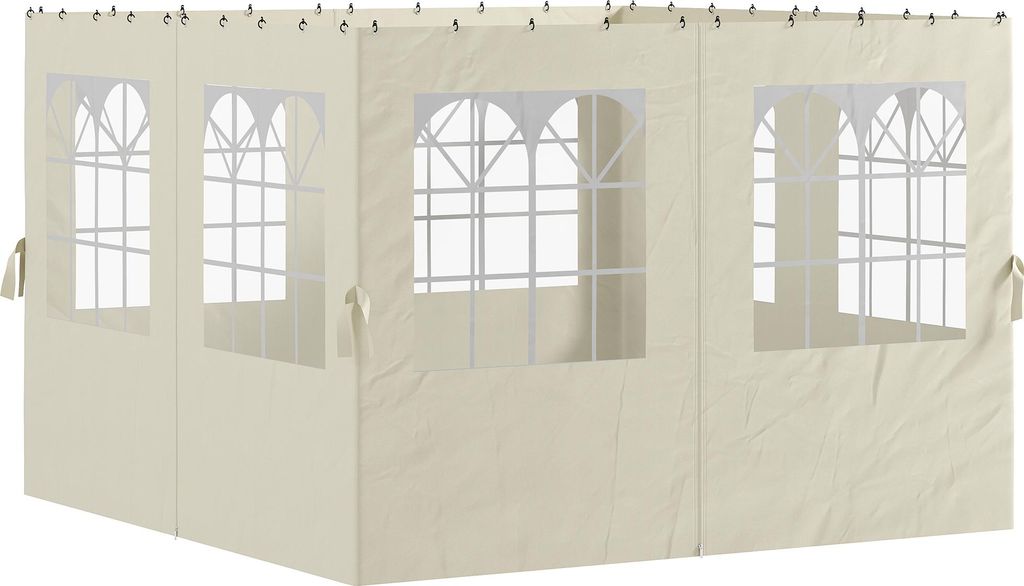 Pavillon-Seitenwände, 4 Seitenwand-Paneele für Gartenpavillon, mit Reißverschluss, 3 x 4 m Pavillon, Cremeweiß