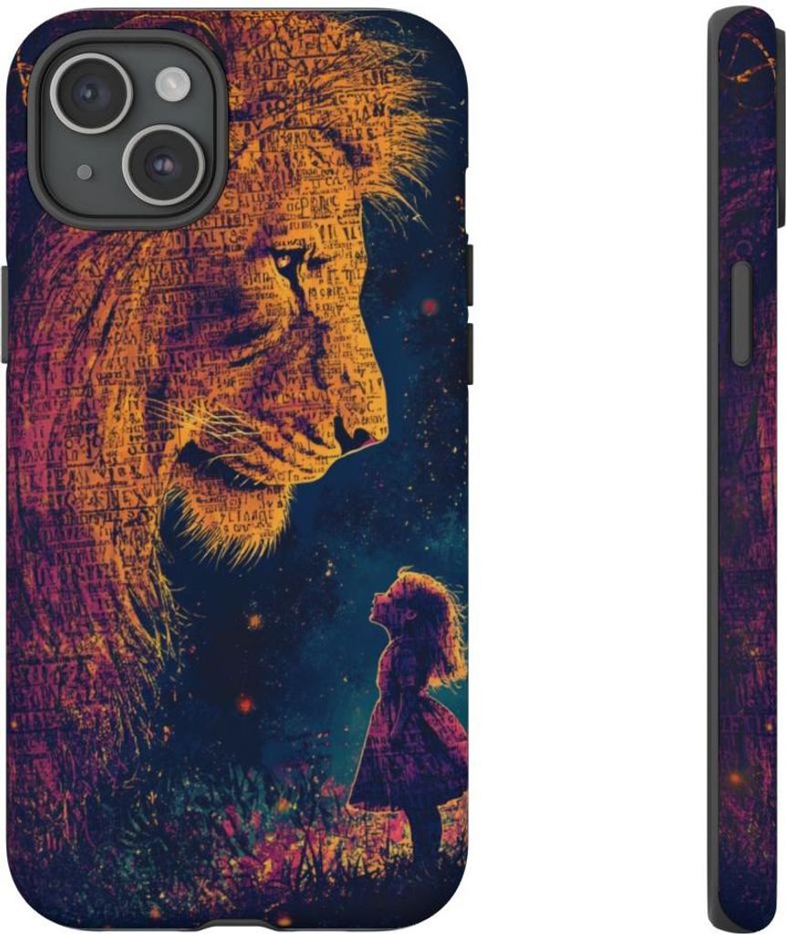 Magische Silhouetten von Löwe und Mädchen – Hülle Kompatibel mit iPhone 15 Plus