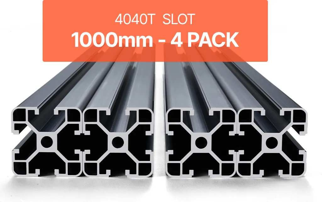 Rail Aluminium 4040 Noir Anodisé 1000mm Haute Résistance - Pack de 4