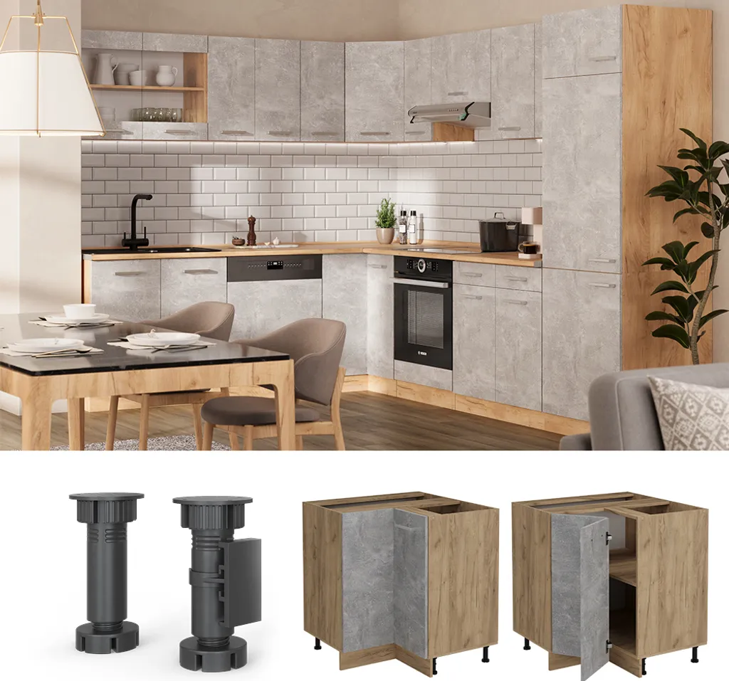 Meuble bas d'angle Vicco R-Line en Béton 75cm robuste et modulable - 3